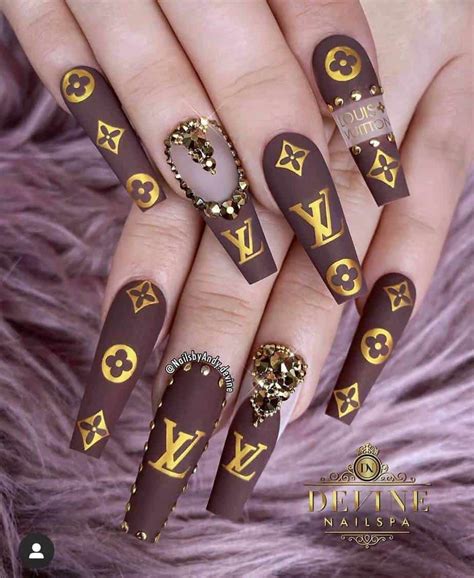 louis vuitton acrylic nail tips|Louis Vuitton gel nail art.